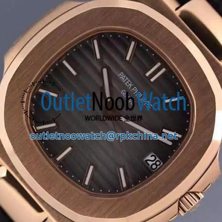 Replica Patek Philippe Nautilus Jumbo 5711 Rose Gold Gray Dial Swiss 2824