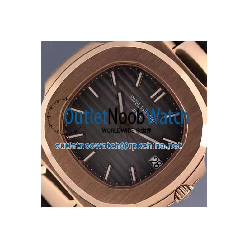 Replica Patek Philippe Nautilus Jumbo 5711 Rose Gold Gray Dial Swiss 2824