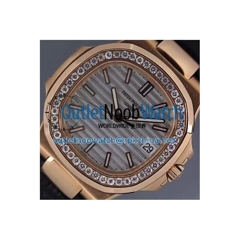 Replica Patek Philippe Nautilus Jumbo 5711 Rose Gold Diamonds Bezel Swiss 2824