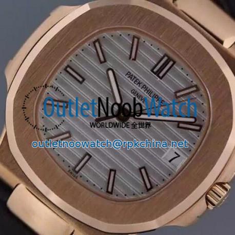 Replica Patek Philippe Nautilus Jumbo 5711 Rose Gold White Dial Swiss 2824