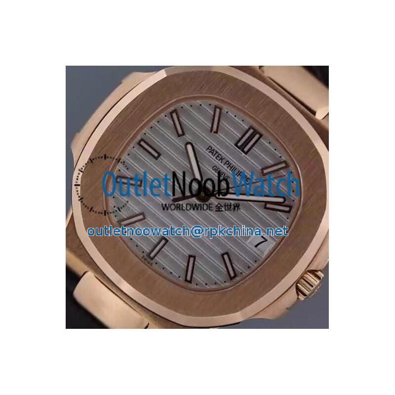 Replica Patek Philippe Nautilus Jumbo 5711 Rose Gold White Dial Swiss 2824