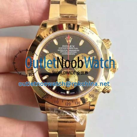 Replica Rolex Daytona Cosmograph 116508 JH Yellow Gold Black Dial Dial Swiss 4130 Run 6@SEC