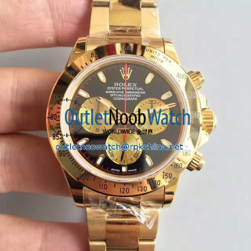 Replica Rolex Daytona Cosmograph 116508 JH Yellow Gold Black Dial Dial Swiss 4130 Run 6@SEC