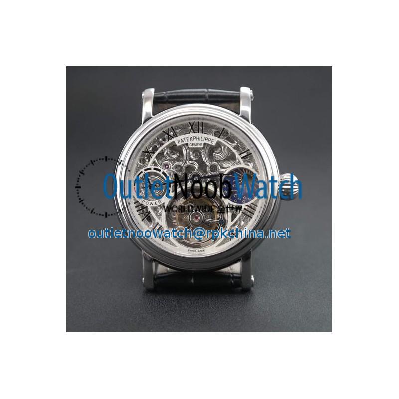 Replica Patek Philippe Tourbillon Moonphase Power Reserve Stainless Steel Skeleton Dial Swiss Tourbillon