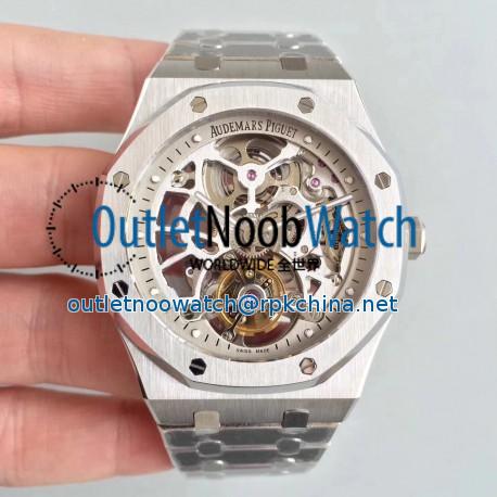 Replica Audemars Piguet Royal Oak Tourbillon Extra-Plate Squelette 26518 JF Stainless Steel Silver Skeleton Dial Swiss 2924