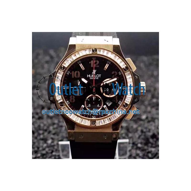 Replica Hublot Big Bang Rose Gold Diamonds Bezel Swiss 7750