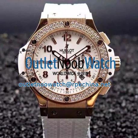 Replica Hublot Big Bang Rose Gold Diamonds Bezel Swiss 7750