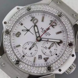 Replica Hublot Big Bang Stainless Steel Diamonds Bezel Swiss 7750