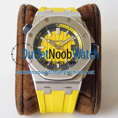 Replica Audemars Piguet Royal Oak Offshore Diver 15710ST.OO.A051CA.01 JF V8 Stainless Steel Yellow Dial Swiss 3120