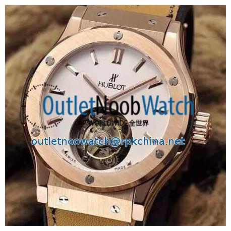 Replica Hublot Classic Fusion Tourbillon Rose Gold White Dial Swiss Tourbillon