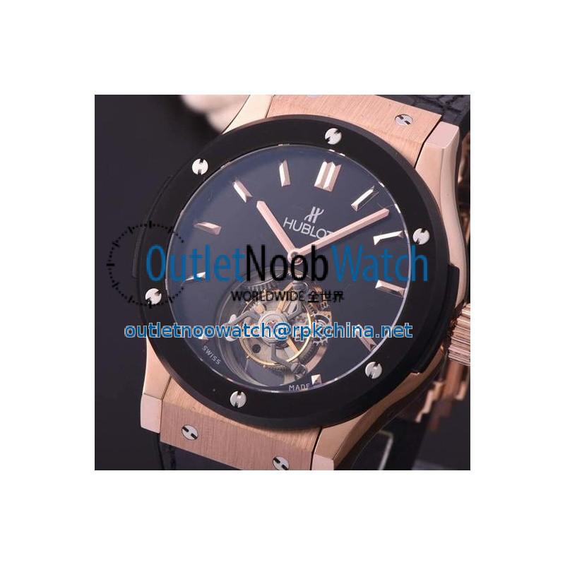 Replica Hublot Classic Fusion Tourbillon Rose Gold Black Dial Swiss Tourbillon