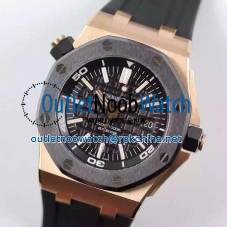 Replica Audemars Piguet Royal Oak Offshore Diver 15340 Rose Gold Black Dial Swiss 3120