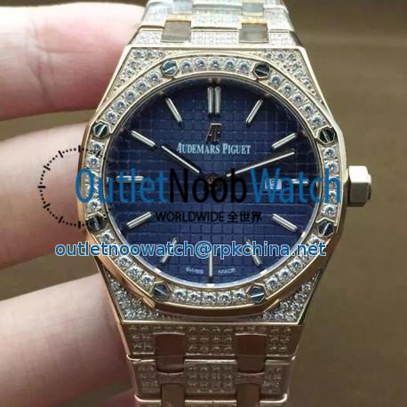 Replica Audemars Piguet Royal Oak 67651 Ladies Rose Gold & Diamonds Blue Dial Swiss Quartz 2713