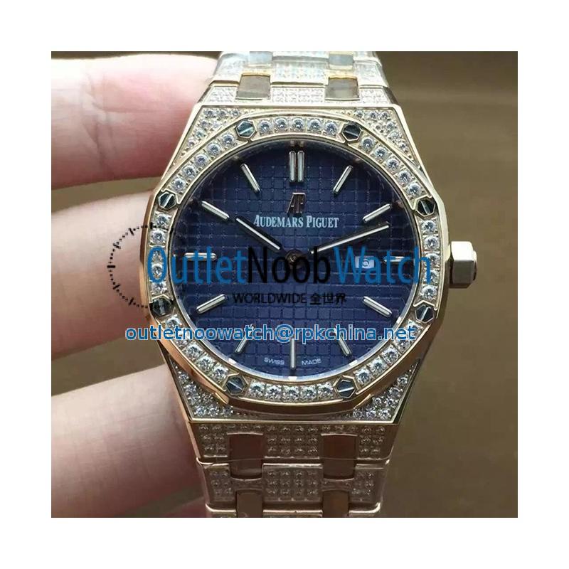 Replica Audemars Piguet Royal Oak 67651 Ladies Rose Gold & Diamonds Blue Dial Swiss Quartz 2713