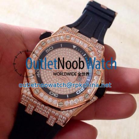 Replica Audemars Piguet Royal Oak Offshore Diver 15709 Rose Gold & Diamonds Rose Gold & Diamonds Dial Swiss 2824