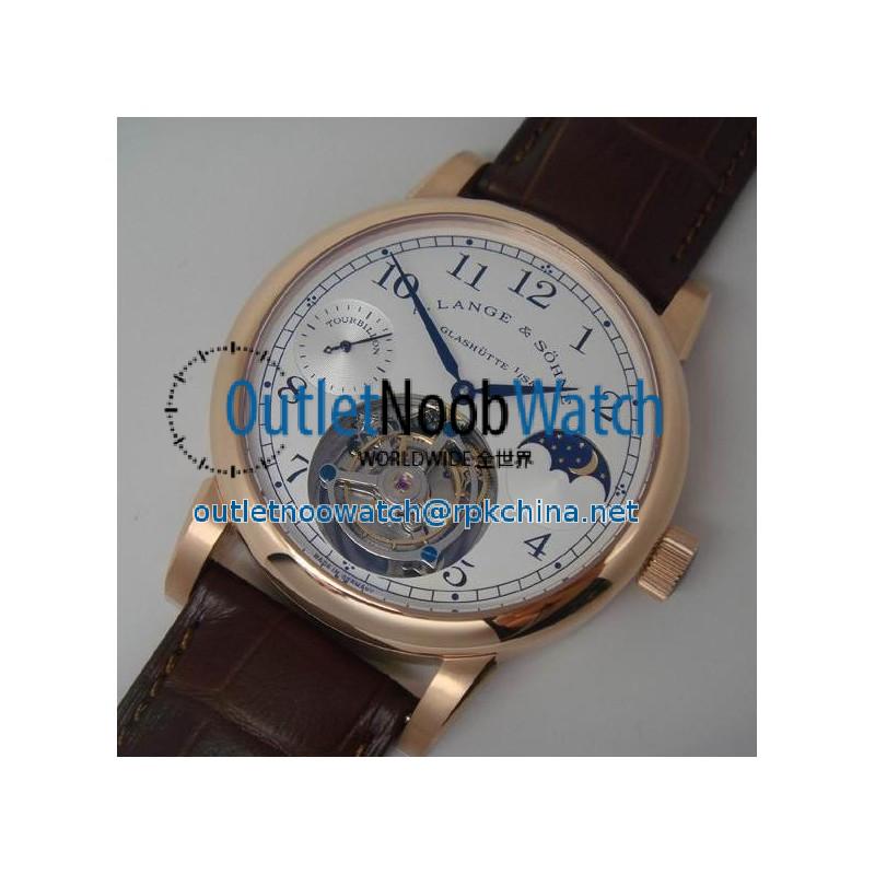 Replica A. Lange & Sohne Pour Le Merite Tourbillon Moonphase Rose Gold White Dial Swiss Tourbillon