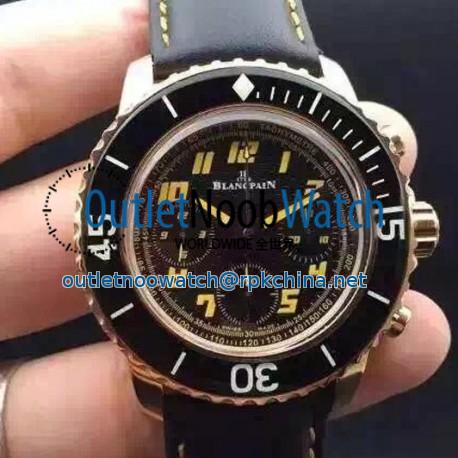 Replica Blancpain Fifty Fathoms Flyback Rose Gold Black Dial Swiss 7750