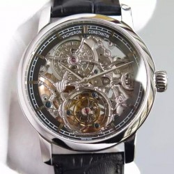 Replica Vacheron Constantin Patrimony Tourbillon Stainless Steel Skeleton & Black Dial Swiss Tourbillon