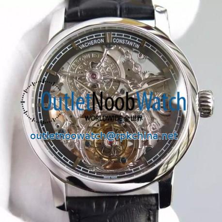 Replica Vacheron Constantin Patrimony Tourbillon Stainless Steel Skeleton & Black Dial Swiss Tourbillon