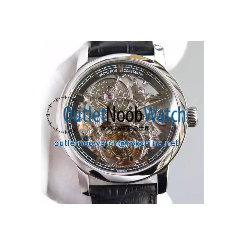 Replica Vacheron Constantin Patrimony Tourbillon Stainless Steel Skeleton & Black Dial Swiss Tourbillon