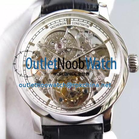 Replica Vacheron Constantin Patrimony Tourbillon Stainless Steel Skeleton & White Dial Swiss Tourbillon