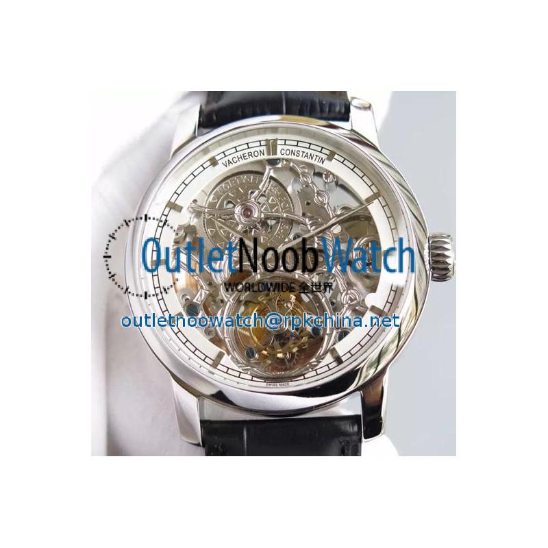 Replica Vacheron Constantin Patrimony Tourbillon Stainless Steel Skeleton & White Dial Swiss Tourbillon