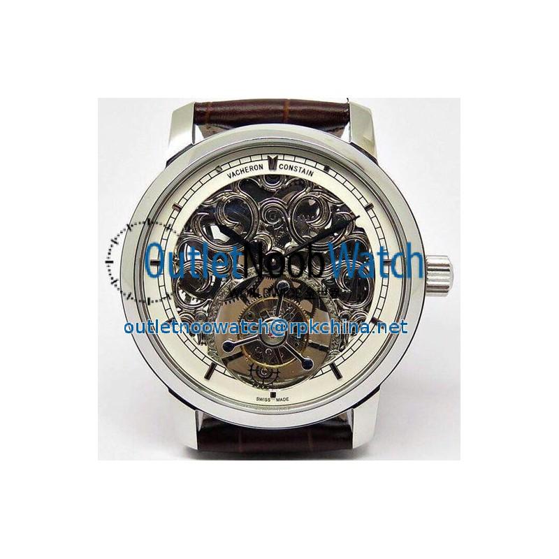 Replica Vacheron Constantin Patrimony Tourbillon Stainless Steel Skeleton & White Dial Swiss Tourbillon