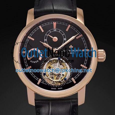 Replica Vacheron Constantin Patrimony Tourbillon Rose Gold Black Dial Swiss Tourbillon