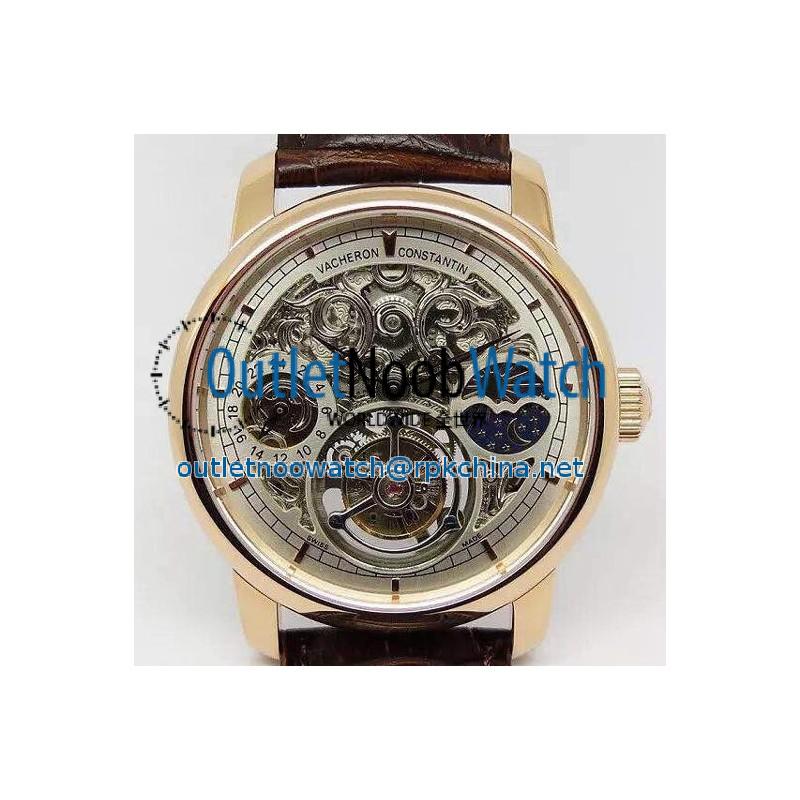 Replica Vacheron Constantin Patrimony Tourbillon Rose Gold Skeleton & White Dial Swiss Tourbillon