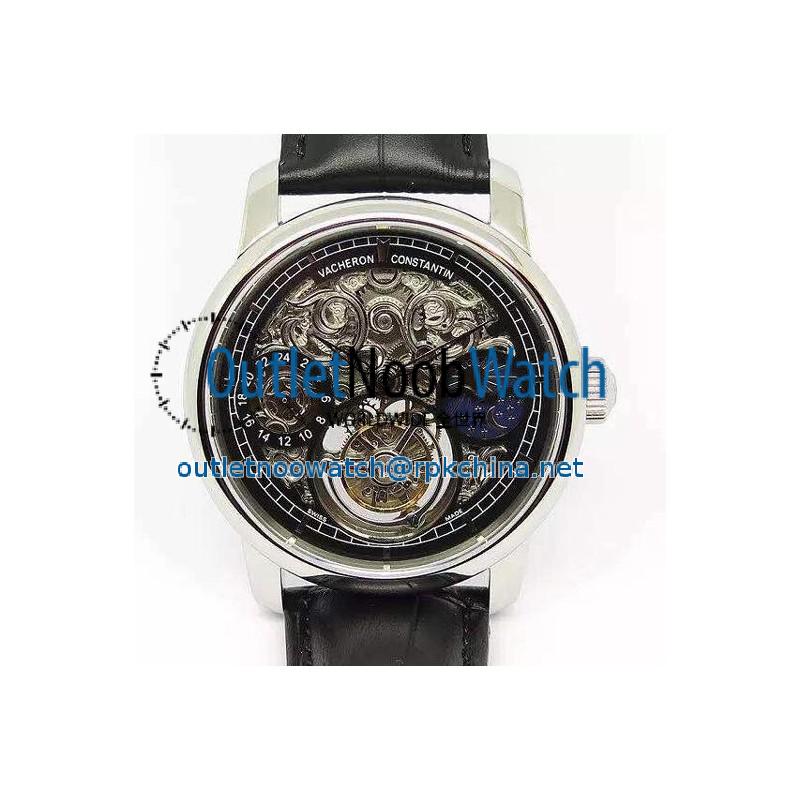 Replica Vacheron Constantin Patrimony Tourbillon Stainless Steel Skeleton & Black Dial Swiss Tourbillon