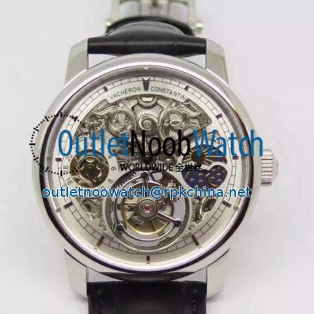 Replica Vacheron Constantin Patrimony Tourbillon Stainless Steel Skeleton & White Dial Swiss Tourbillon