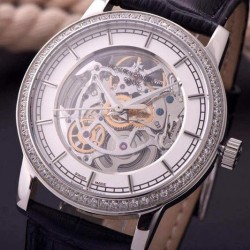 Replica Vacheron Constantin Patrimony Stainless Steel & Diamonds Skeleton & White Dial Swiss 2824