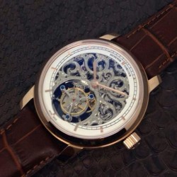 Replica Vacheron Constantin Patrimony Tourbillon Rose Gold Skeleton & White Dial Swiss Tourbillon