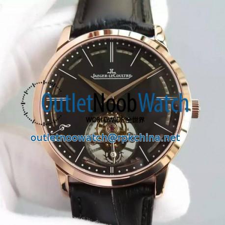 Replica Jaeger-LeCoultre Master Ultra Thin Tourbillon Rose Gold Black Dial Swiss Tourbillon