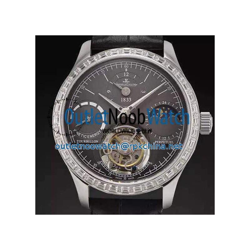 Replica Jaeger-LeCoultre Master Grande Tradition Tourbillon Stainless Steel & Diamonds Black Dial Swiss Tourbillon