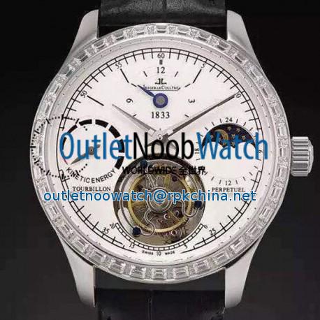 Replica Jaeger-LeCoultre Master Grande Tradition Tourbillon Stainless Steel & Diamonds White Dial Swiss Tourbillon