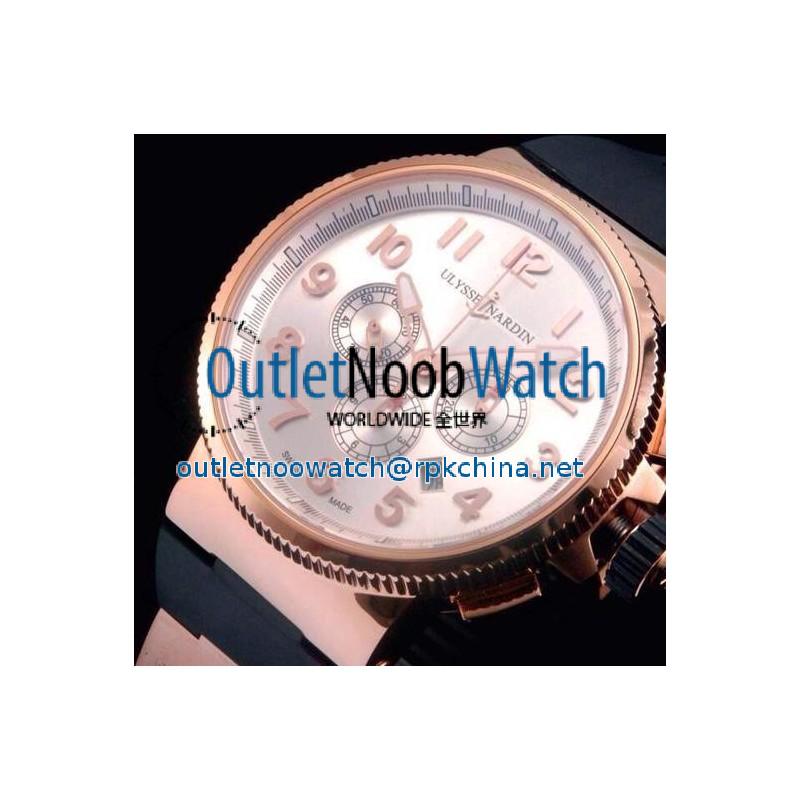 Replica Ulysse Nardin Marine Chronograph Rose Gold Arabian Numbers Silver Dial Swiss 7750