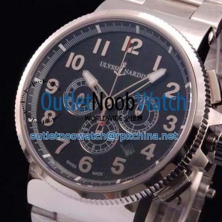 Replica Ulysse Nardin Marine Chronograph Stainless Steel Arabian Numbers Black Dial Swiss 7750