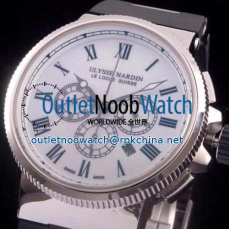 Replica Ulysse Nardin Marine Chronograph Stainless Steel Roman Numbers White Dial Swiss 7750