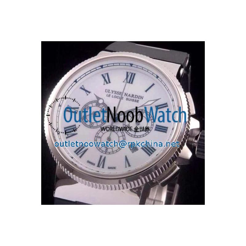 Replica Ulysse Nardin Marine Chronograph Stainless Steel Roman Numbers White Dial Swiss 7750