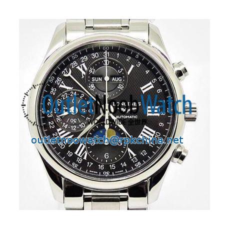 Replica Longines Conquest Classic Chronograph Moonphase Stainless Steel Black Dial Swiss 7751