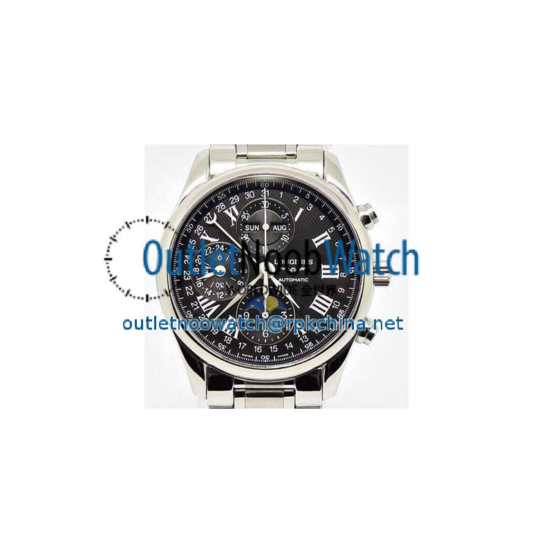 Replica Longines Conquest Classic Chronograph Moonphase Stainless Steel Black Dial Swiss 7751