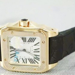 Replica Cartier Santos 100 Rose Gold White Dial Swiss 2836-2