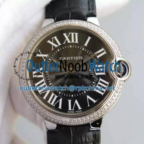 Replica Cartier Ballon Bleu Stainless Steel & Diamonds Black Dial Swiss 2836-2