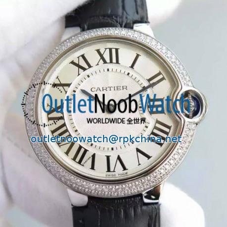 Replica Cartier Ballon Bleu Stainless Steel & Diamonds White Dial Swiss 2836-2