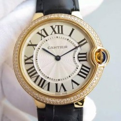 Replica Cartier Ballon Bleu Yellow Gold & Diamonds White Dial Swiss 2836-2