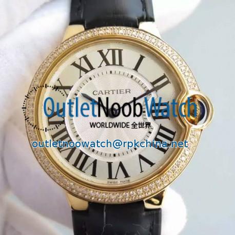 Replica Cartier Ballon Bleu Yellow Gold & Diamonds White Dial Swiss 2836-2