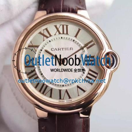 Replica Cartier Ballon Bleu Rose Gold Gold Markers & White Dial Swiss 2836-2