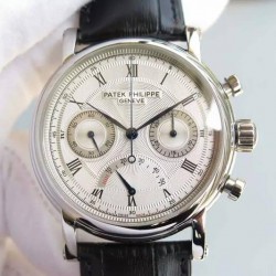 Replica Patek Philippe Calatrava Chronograph Power Reserve Stainless Steel White Dial Swiss Lemania