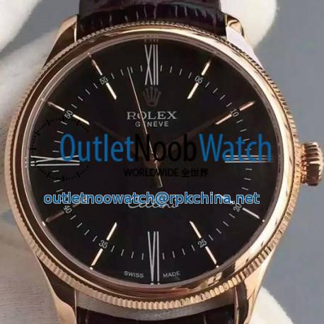 Replica Rolex Cellini Time 50505 Rose Gold Black Dial Swiss 2824-2